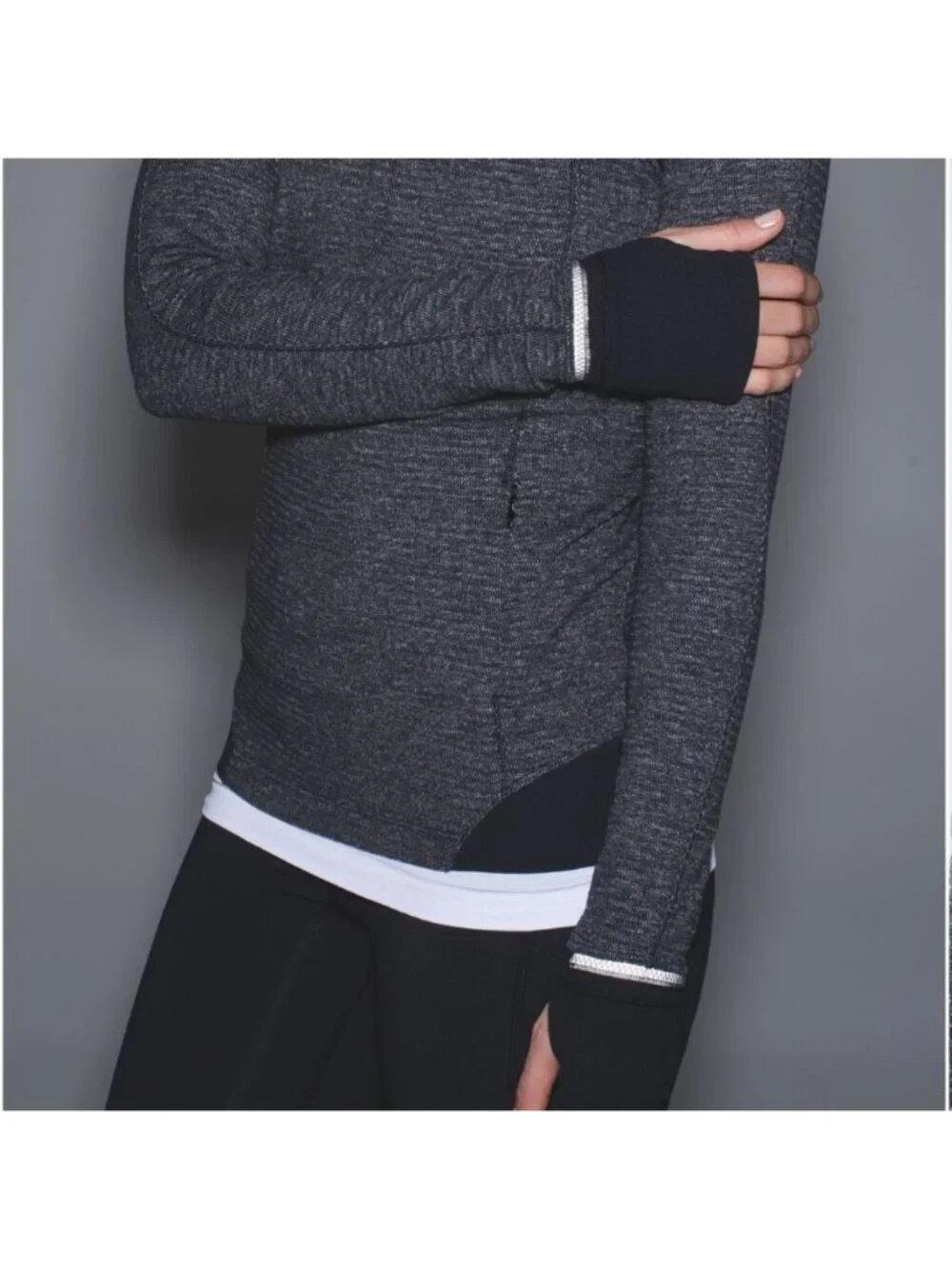 Lululemon Runderful 1/2 Zip Mini Check Pique Black Heathered Black / Black